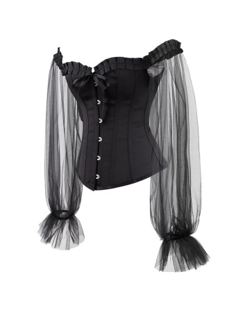 Black Sexy Gothic Overbust Bustiers and Corsets with Long Puff Sleeves WK2207