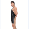 Men Sexy Leather Apron Sling Open Crotch Skirt Nightclub Stage Dress Costume N978