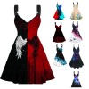 Sexy Halloween Print Dresses Ladies Elegant Sleeveless Women Dress Gothic Robe M5153