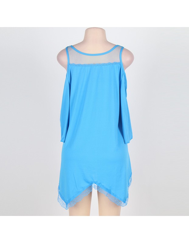 Solid Sexy Sleepwear Plus Size Sleep Dress M30361
