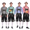 German Traditional Oktoberfest Plaid Shirt Men Beer Suspender Suit Costume YM3645