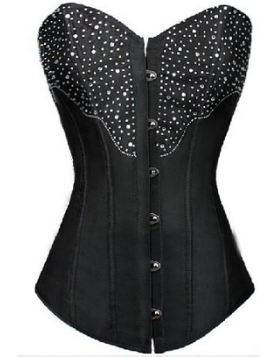 sexy black satin corset M1787