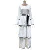 Plus Size Waist Strap Cake Flared Long Sleeve Black And White Casual Dress 1912