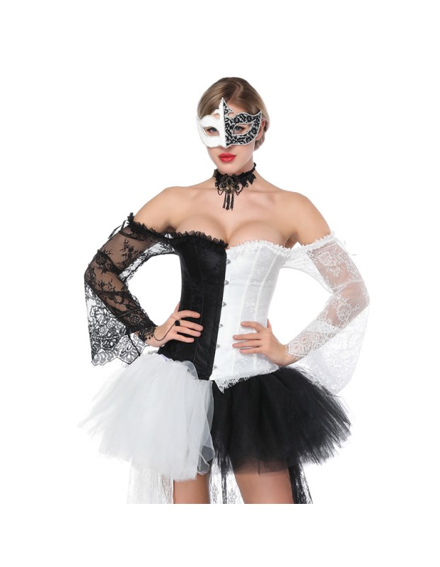 Black White Gothic Corset Top M1418C