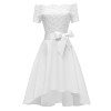 Cocktail Lace Stitching Satin One Shoulder Ball Gown Wedding Dress CD1613