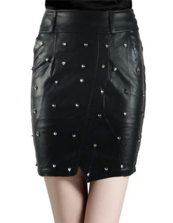 Black PVC Pencil Midi Skirt M316