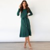 Mid-Length Wool Knit Puff Sleeve Casual High Waisted Loose Fall Dresses LQ163