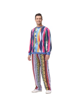 Halloween Adult Men Retro 70s Disco Hip Hop Hippie Bar Show Costume MS1687