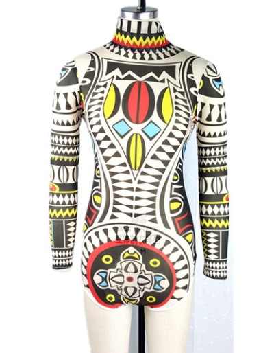 New Arrival Hot Women Pattern Long Sleeve Jumpsuit M30142