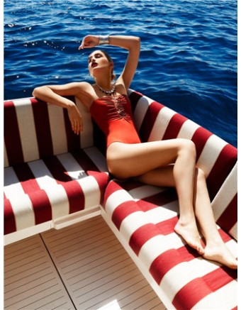 Grils red strapless swimsuit M5360b
