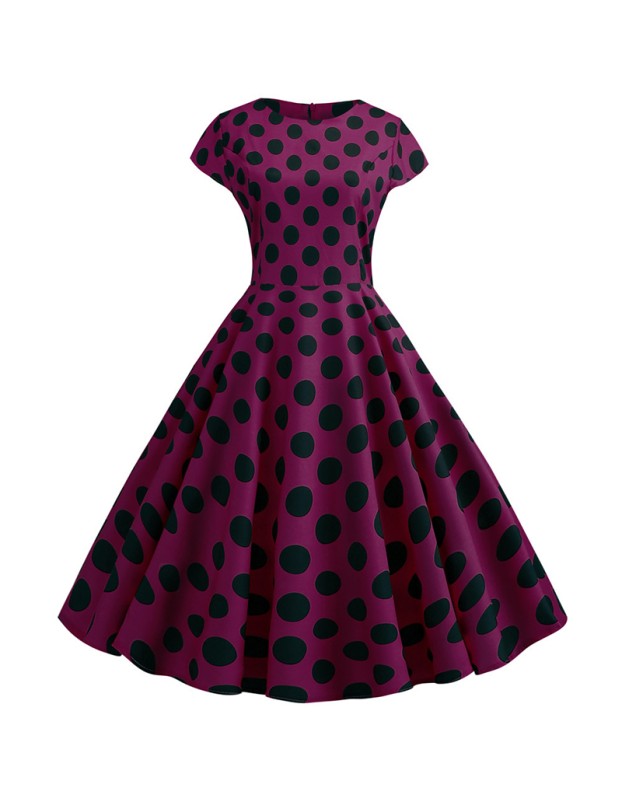 2022 Polka Dot Women Waist Temperament Swing Elegant Dress JY13654