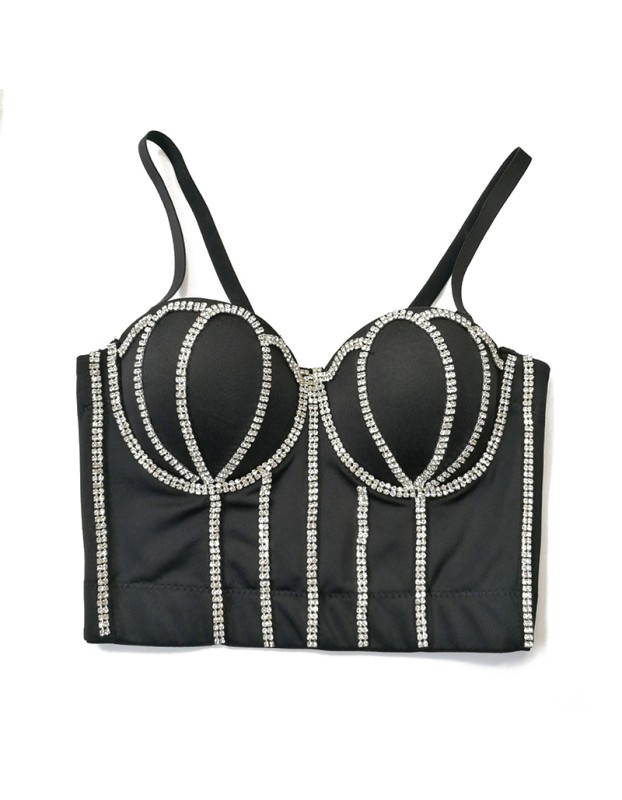 Bright Drill Tight Wrap Chest Suspender Inner Take Top Nail Bead Corset KN8185