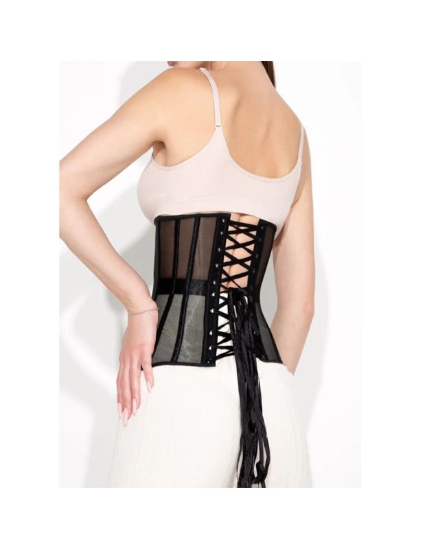 Slim Fit Strap Adjusting Rubber Bone French With Gauze Breathable Corset WK2320