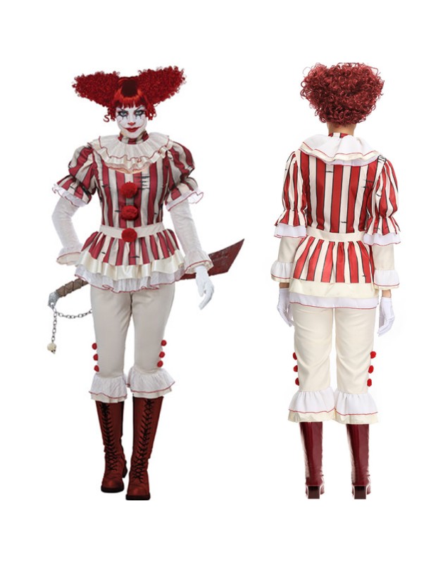 Halloween Women Role Play Cosplay Killer Clown Outfit Suit M40665