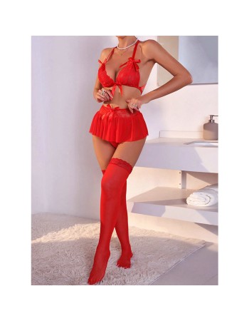 Seductive Underwear Lace Perspective Three-Point Back Strap Sexy Underwear Set YSF888