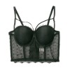 Black Polka Dot Corset Sexy Women Mesh Gauze Perspective Wipe Chest KN8055