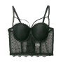 Black Polka Dot Corset Sexy Women Mesh Gauze Perspective Wipe Chest KN8055