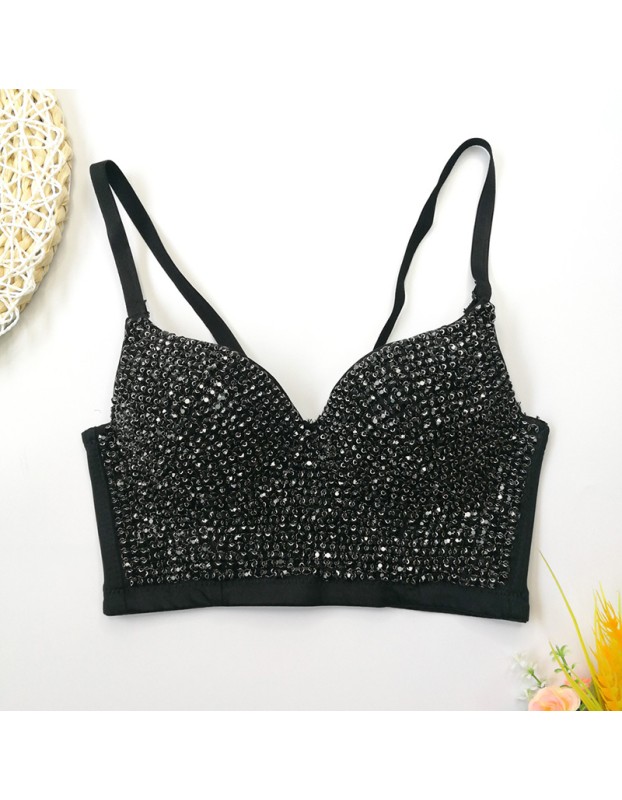 Body Shaping Wipe Chest Performance Sexy Crop Wrap Chest Nail Bead Top 8900