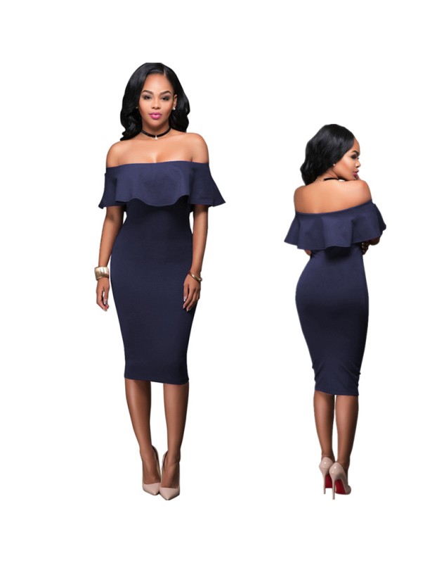 Off-shoulder Women Ruffle Dress M81092
