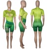 Short Sleeve Gradient Bodycon Rompers Womens Jumpsuit M064