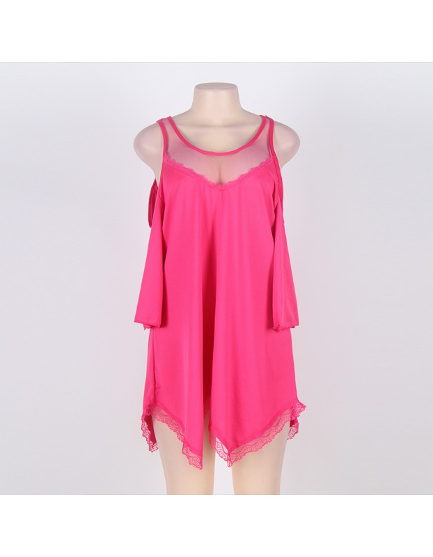 Solid Sexy Sleepwear Plus Size Sleep Dress M30361