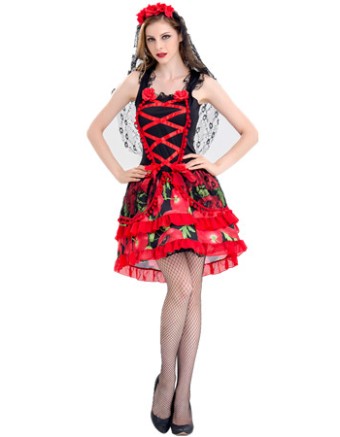 Gothic Corpse Bride Costume Fancy Cosplay Party Wear Dress M40459