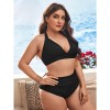 Black Sexy Women Bikini Set Print Swimsuit Two Piece Bikini For Fat Woman 499
