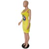 Lips Printed T-Shirt Basic Vest Dress m8441