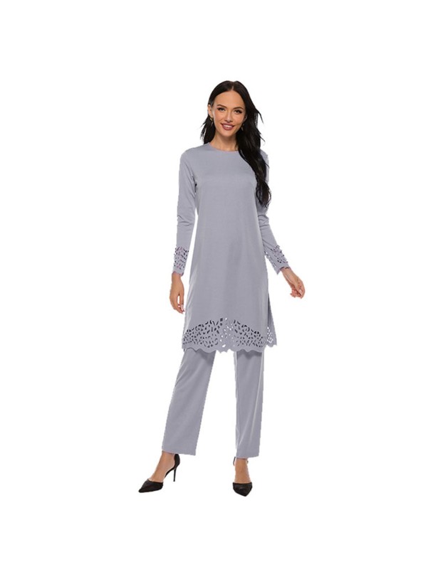 Middle Eastern Muslim Ensemble Abaya Burn Two Piece Plus Size Outfit Dresses 21230