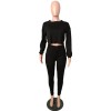Autumn O-neck Two Pieces Set Long Sleeve Sweatshirt + Pant Suit M8473