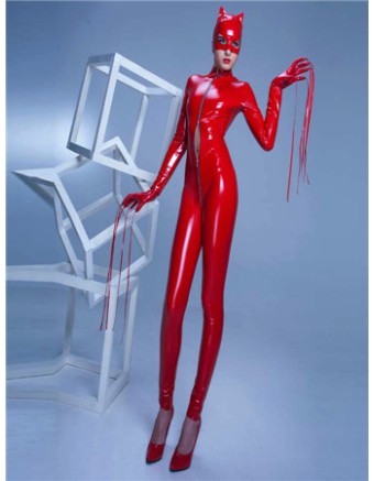 Sexy catwoman PVC leather jumpsuit M7016A