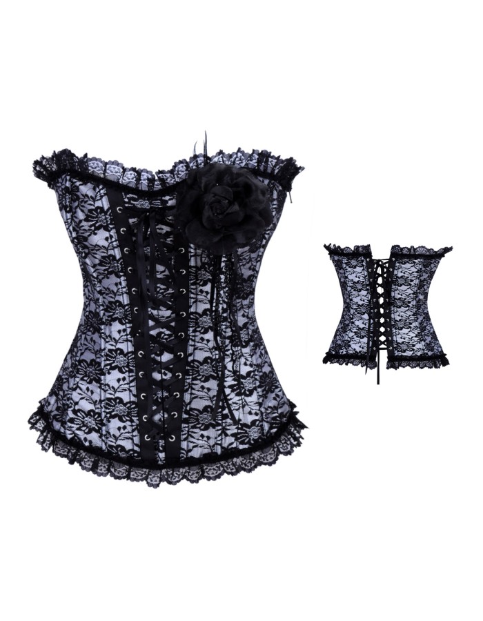 Lady satin embroidered lace corset M1589