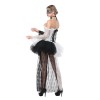 Black White Patchwork Corset With Mini Skirt M1419