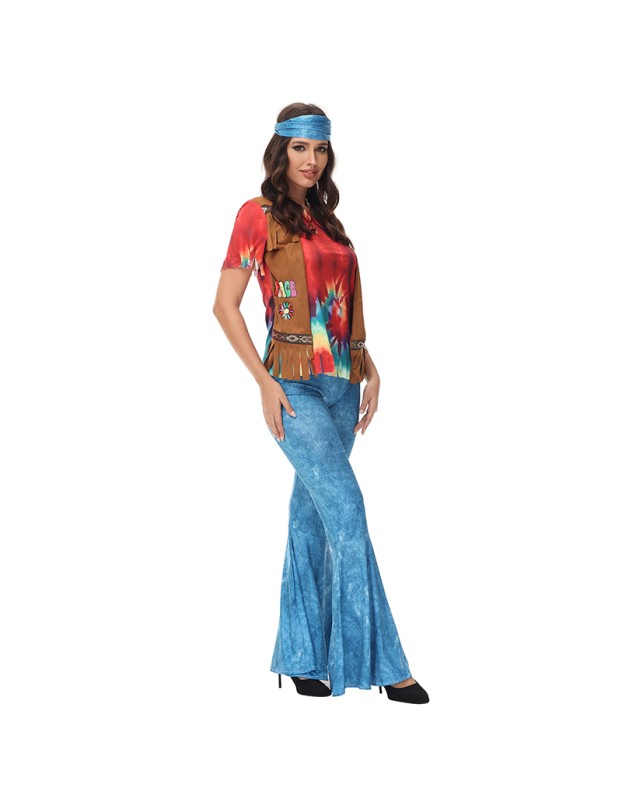 Halloween Costumes 70s Retro Disco Hippie Stage Cosplay Hiphop Costume MS1772