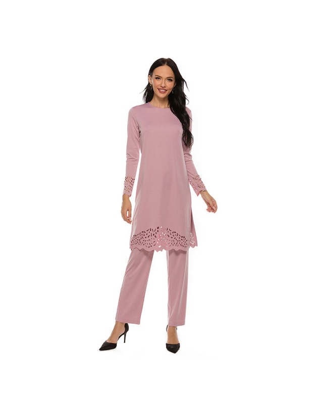 Middle Eastern Muslim Ensemble Abaya Burn Two Piece Plus Size Outfit Dresses 21230