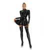 Long Sleeve Shiny Patent Leather Stage Nightclub One Piece Sexy Tight Leather Dress XX6391