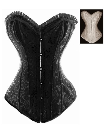 White Steel Bone Corset With Thongs  M1789