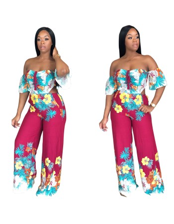 Floral Print Boho Backless Summer Jumpsuit M8216