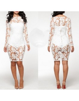 White Zipper Back Design Midi Dress M3950