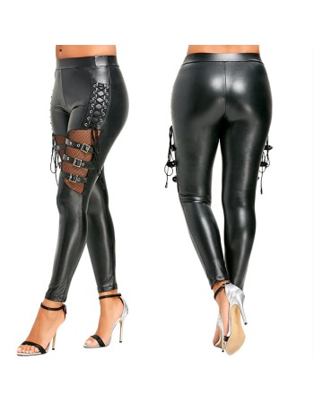 Matt PU Leather Tassel Pants Tights Leggings For Women XX6840