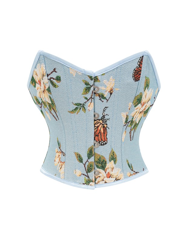 Sexy Bustier Butterfly Print Corset Tops For Women Waist Trainer Short Corset 22047