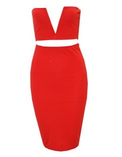 Sexy Red Two Piece Bodycon Dress M3894a