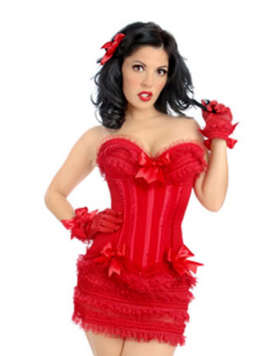 3pcs Plus size Red Satin cup and lace M1706