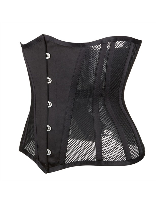 Black Mesh Women Waist Shrinkable Breathable Shapewear Corset Sexy Bustier WK2271