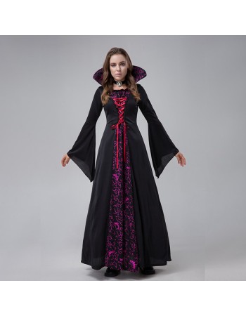 Halloween Evil Demon Court Queen Vampire Stage Costume Cosplay Dress YM8728