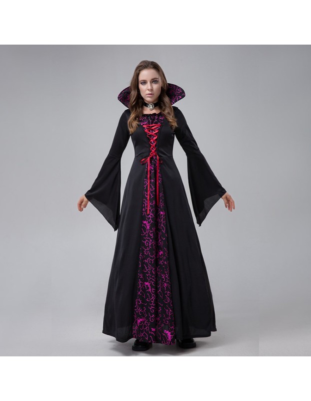 Halloween Evil Demon Court Queen Vampire Stage Costume Cosplay Dress YM8728