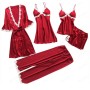 5pcs silk robe women sexy bride dressing gown bridesmaid robe bath Bridesmaid Satin Lace RobesM6059