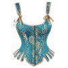 Sexy Steampunk Vinatge Jacquard Underbust Shoulder Straps Steel Boned Corset WK2209