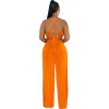 Women's Halter Cross-Strap Solid Color Wide-Leg Pants Two Piece Set 9428