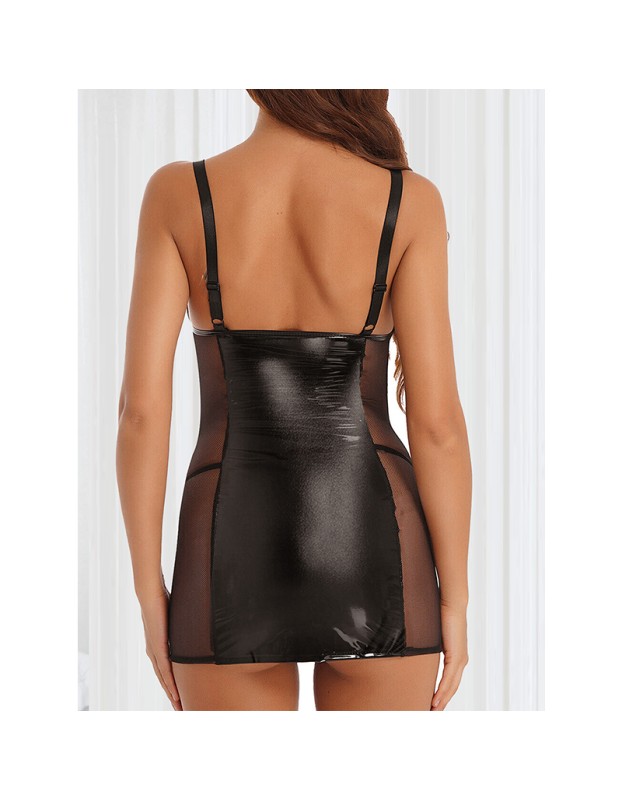 Large Size Patent Leather Pole Dance Skirt Sexy Uniform Seductive Sex Suit YSF516